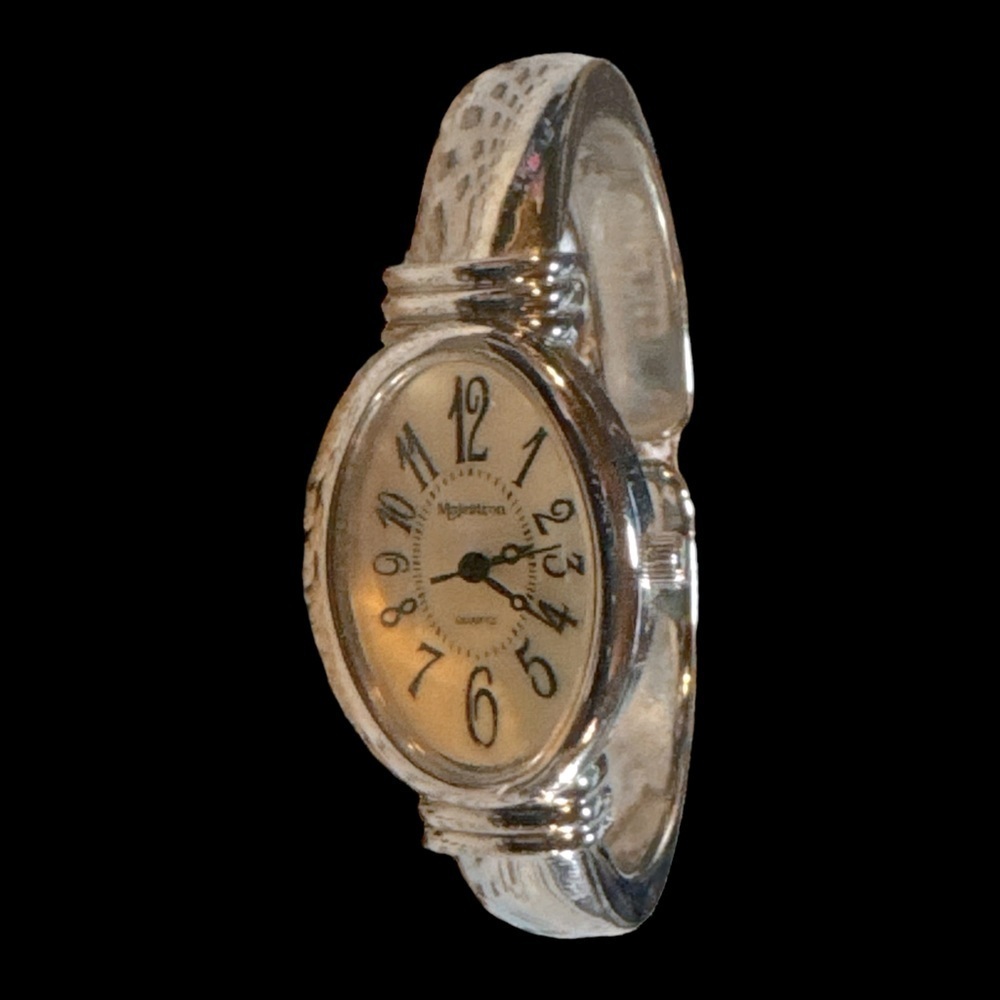 Vintage Majestron Brand Silver Cuff Watch Majesti Watch Co 9705 Singapore